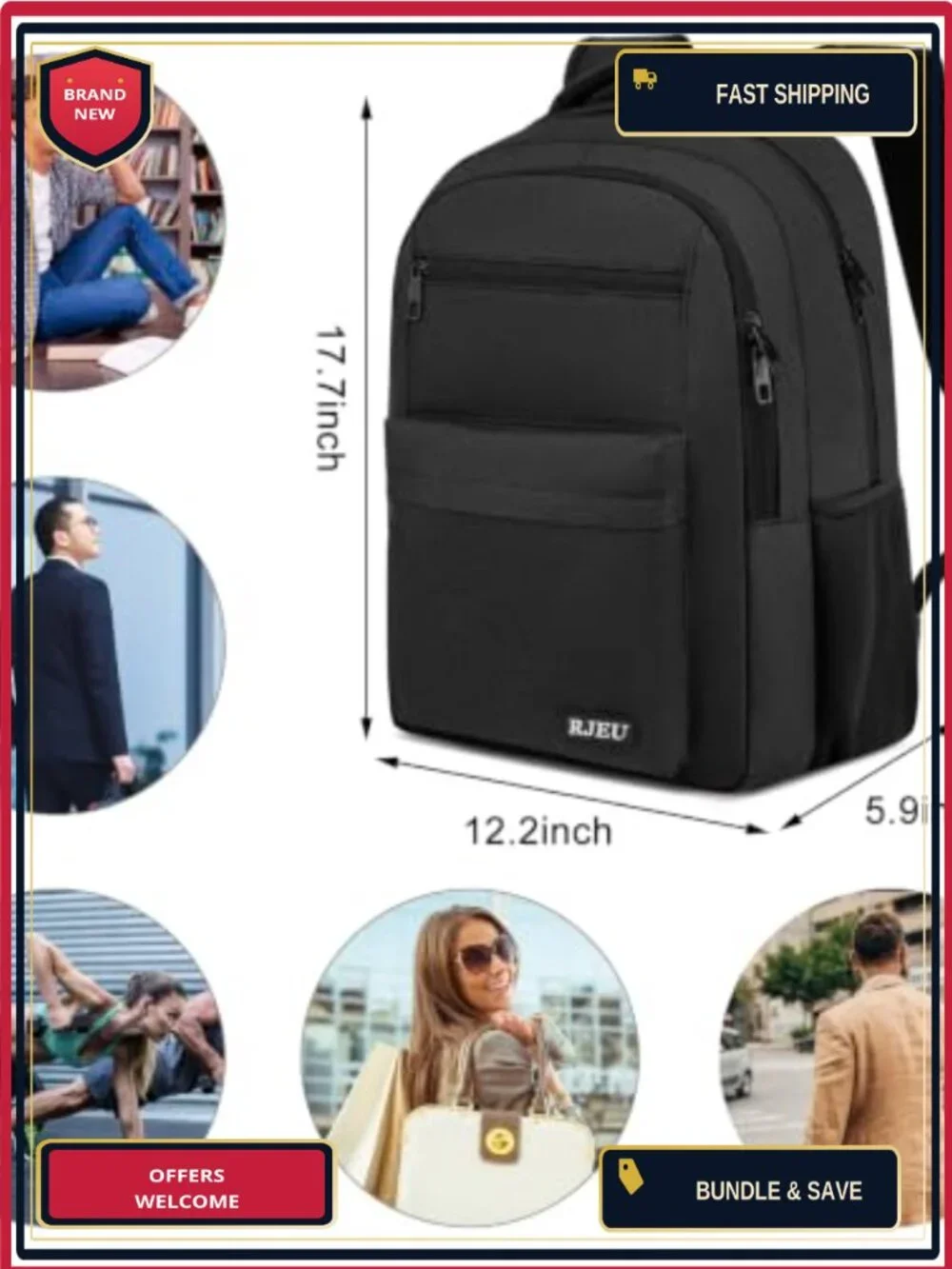 Sturdy Anti-Theft Laptop Backpack with USB Port for School College